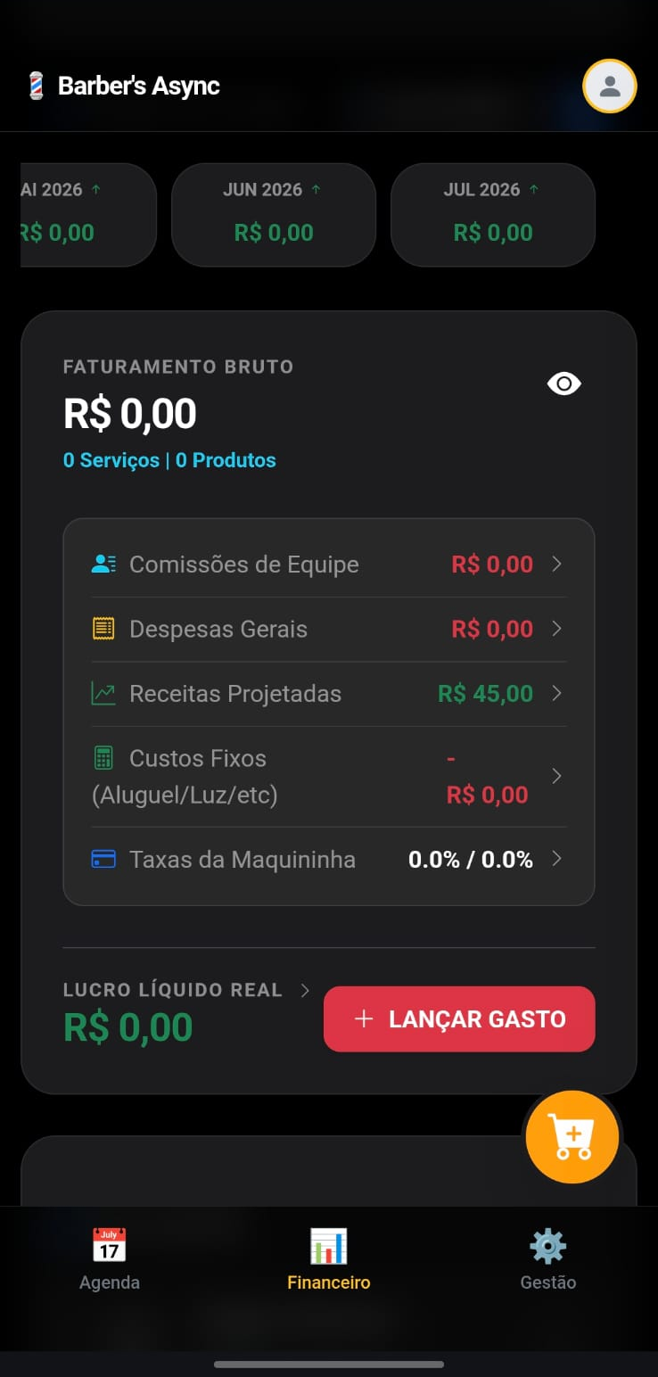 Tela Financeira do BarberHub